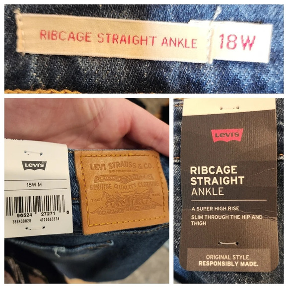 NWT Levi's Ribcage Straight Ankle Jeans Buttom Fly Women's Plus Size 18W. - Picture 3 of 16